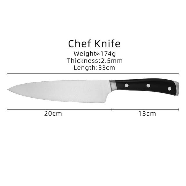 Couteau de chef avec têtes à double acier inoxydable