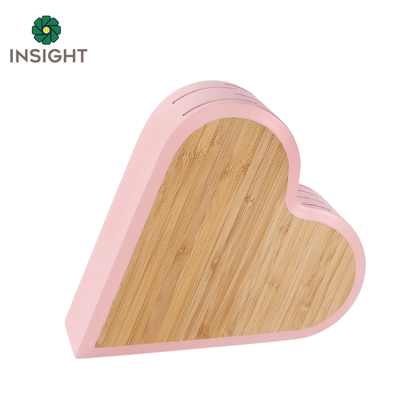Bloque de couteau en bambou support rose