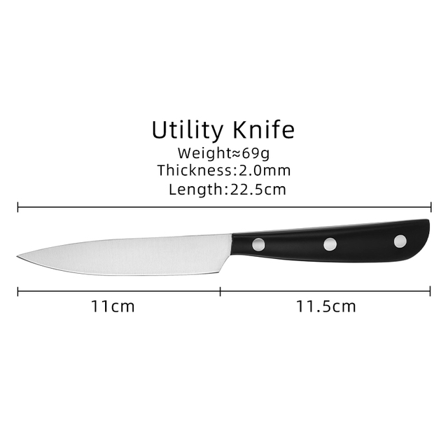Couteau utilitaire noir de 5 pouces