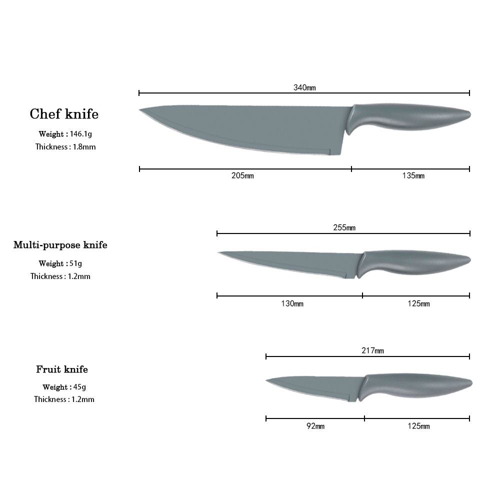 Ensemble de couteaux de chef gris