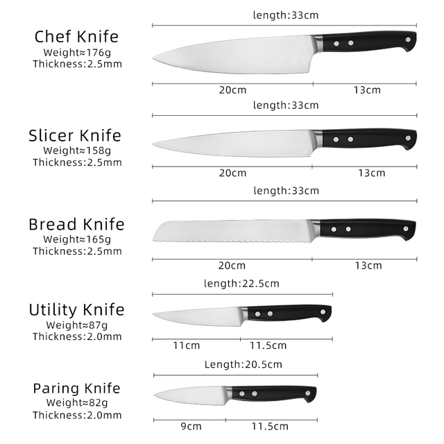 3CR13 Juego de cuchillo global con mango de ABS