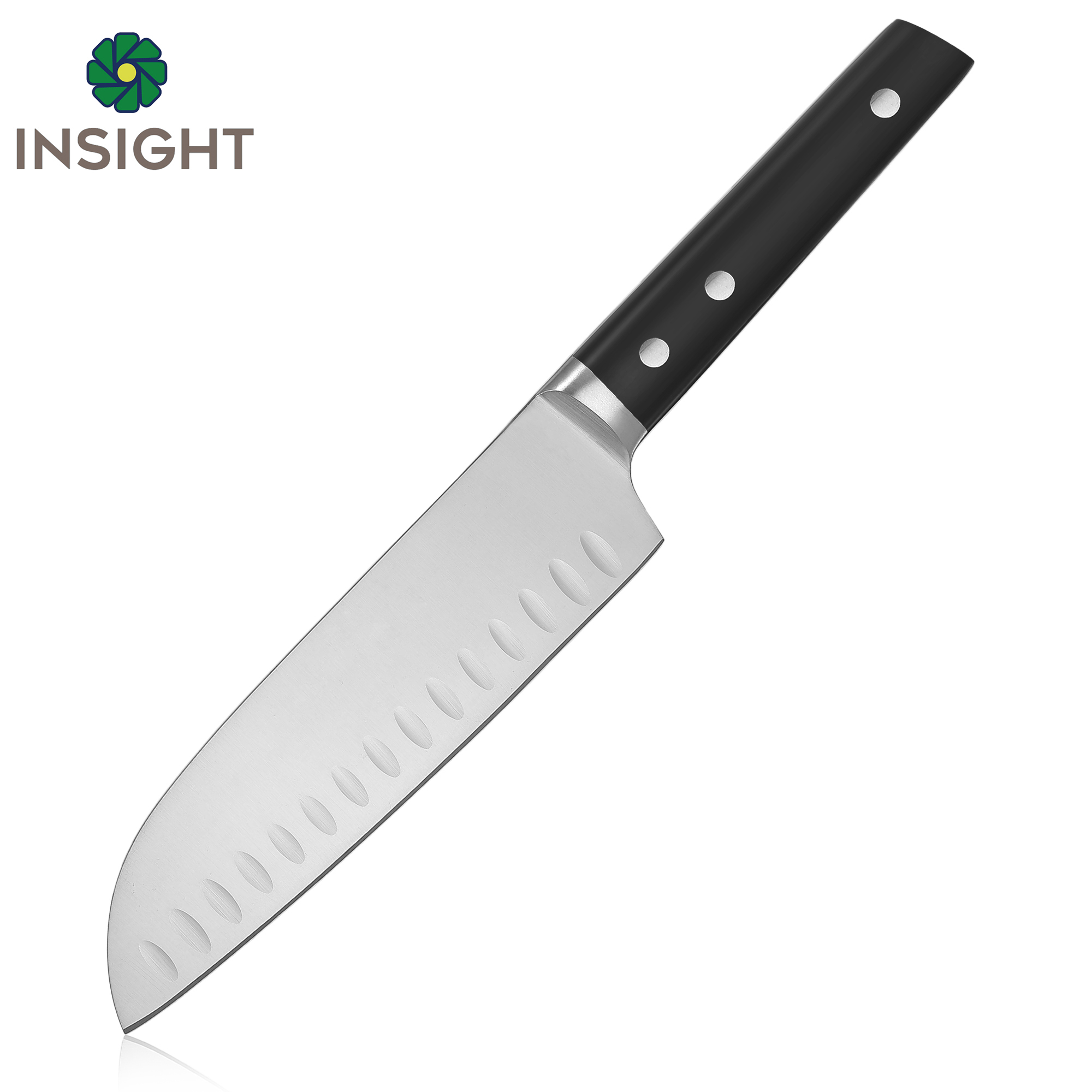 Couteau japonais Santoku avec poignée Tang complète